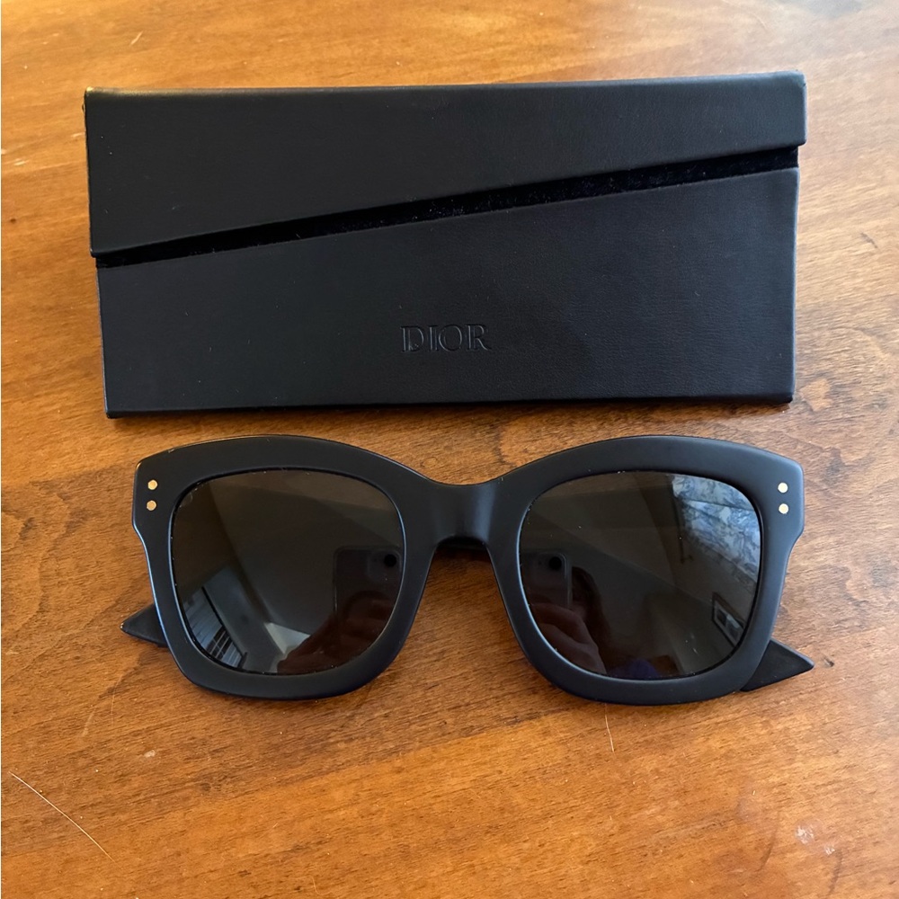 Dior Matte Black Oversized Cat-Eye Sunglasses